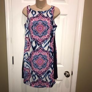 Vince Camuto Sleeveless Shift Dress Medallion Ikat